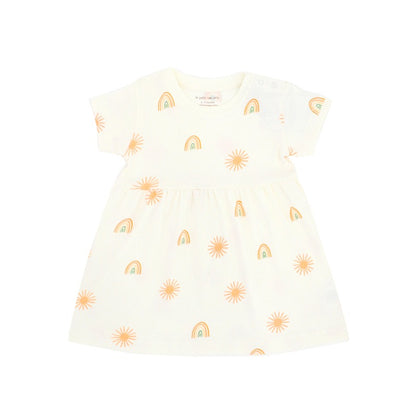 Baby Girl Organic Dress in Sun & Rainbow Print by Le Petit Society — image 7
