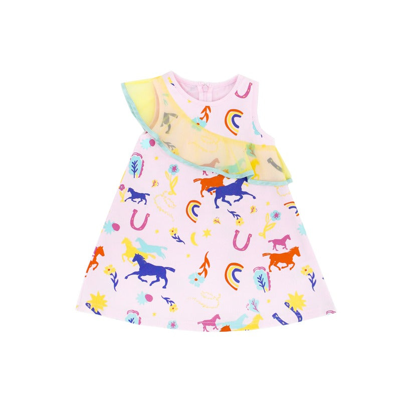 Le Petit Society x Sheila - Baby Girl Dress in Rainbow Horses Print — image 5