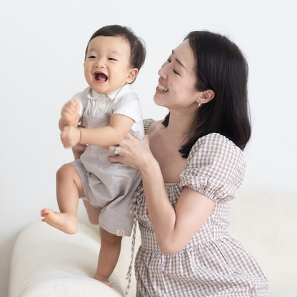 Papa & Mini - Baby Boy Overalls in Grey by Le Petit Society — image 6