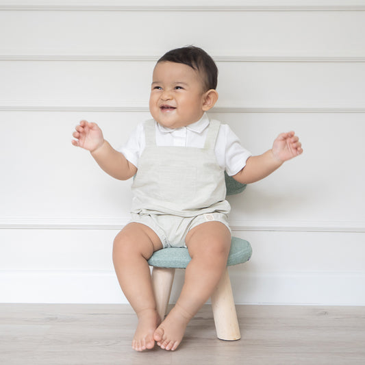 Papa & Mini - Baby Boy Overalls in Sage by Le Petit Society