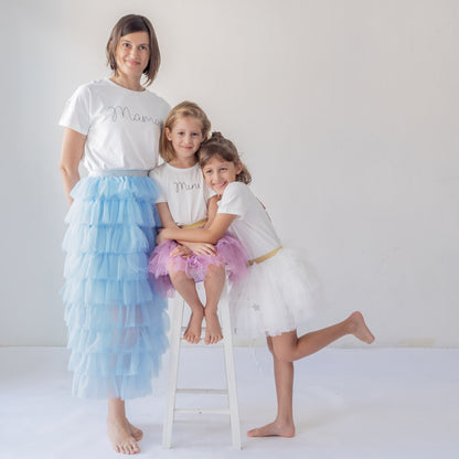 Ladies Maxi Tulle Skirt in Winter Blue by Le Petit Society — image 3