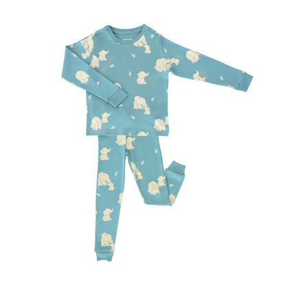 Kids Long Sleeve Organic Pyjamas Set in Elephant Print by Le Petit Society — image 9
