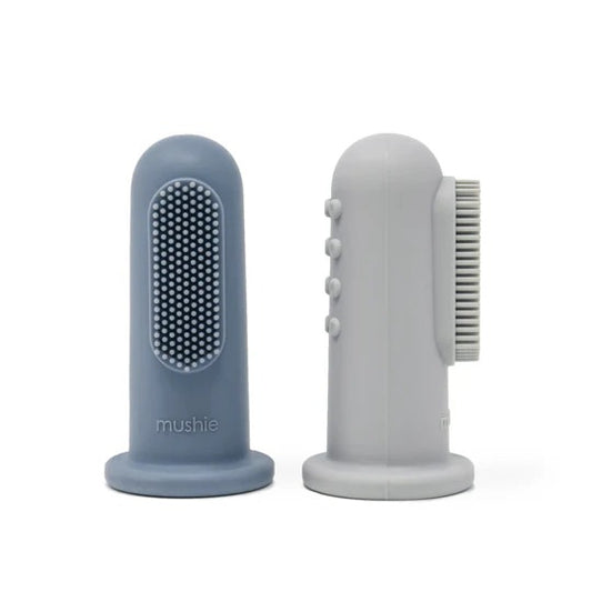 Finger Toothbrush in Stone/Tradewinds by Mushie