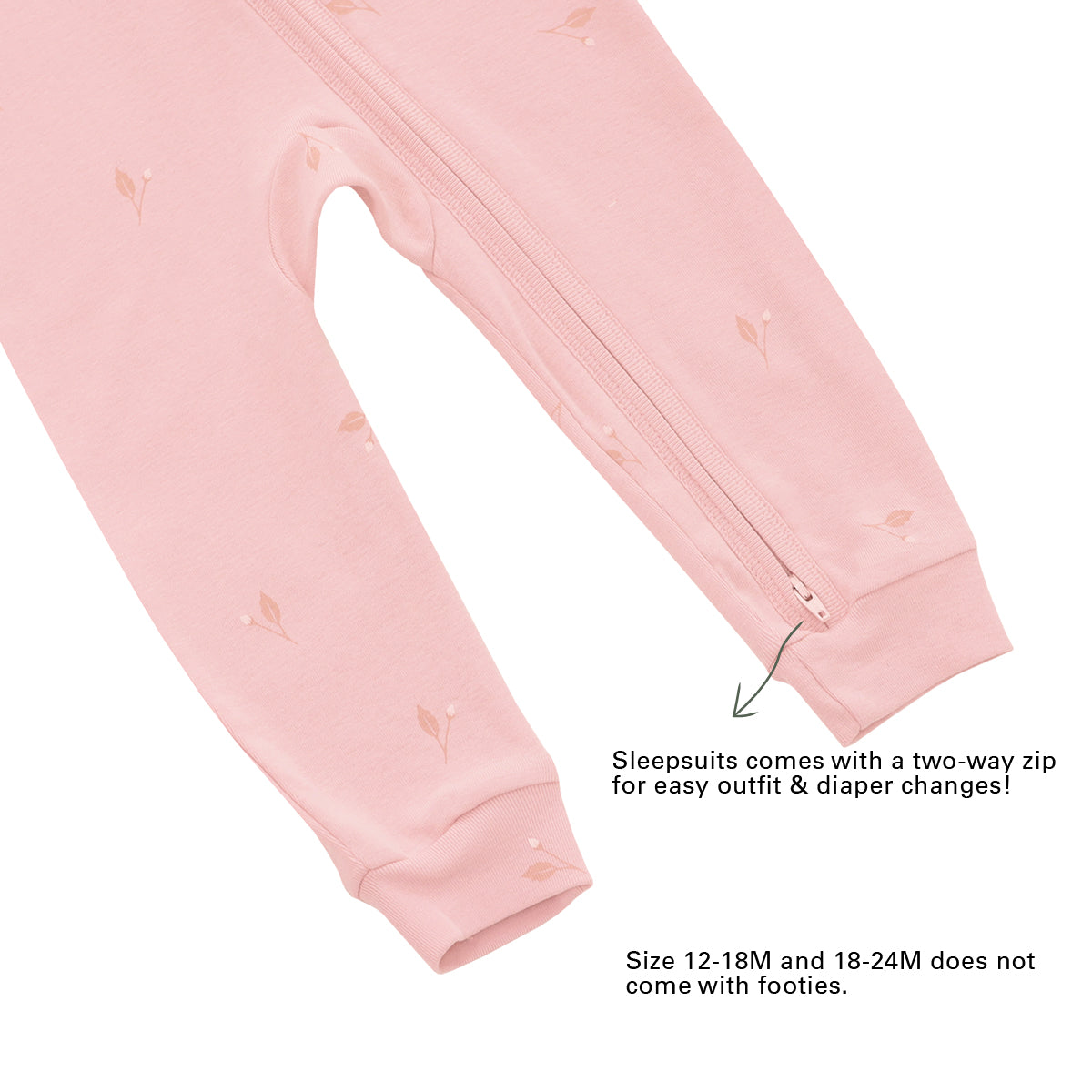 Baby Organic Zip Sleepsuit in Flower Bud Print by Le Petit Society — image 7