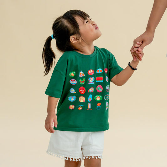 A Singapore Series - Foodie Kids Tee in Green by Le Petit Society