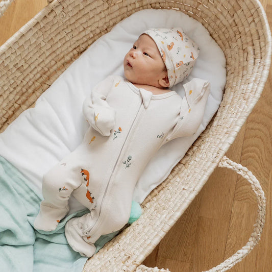 Baby Organic Zip Sleepsuit in Fox Print by Le Petit Society — image 2