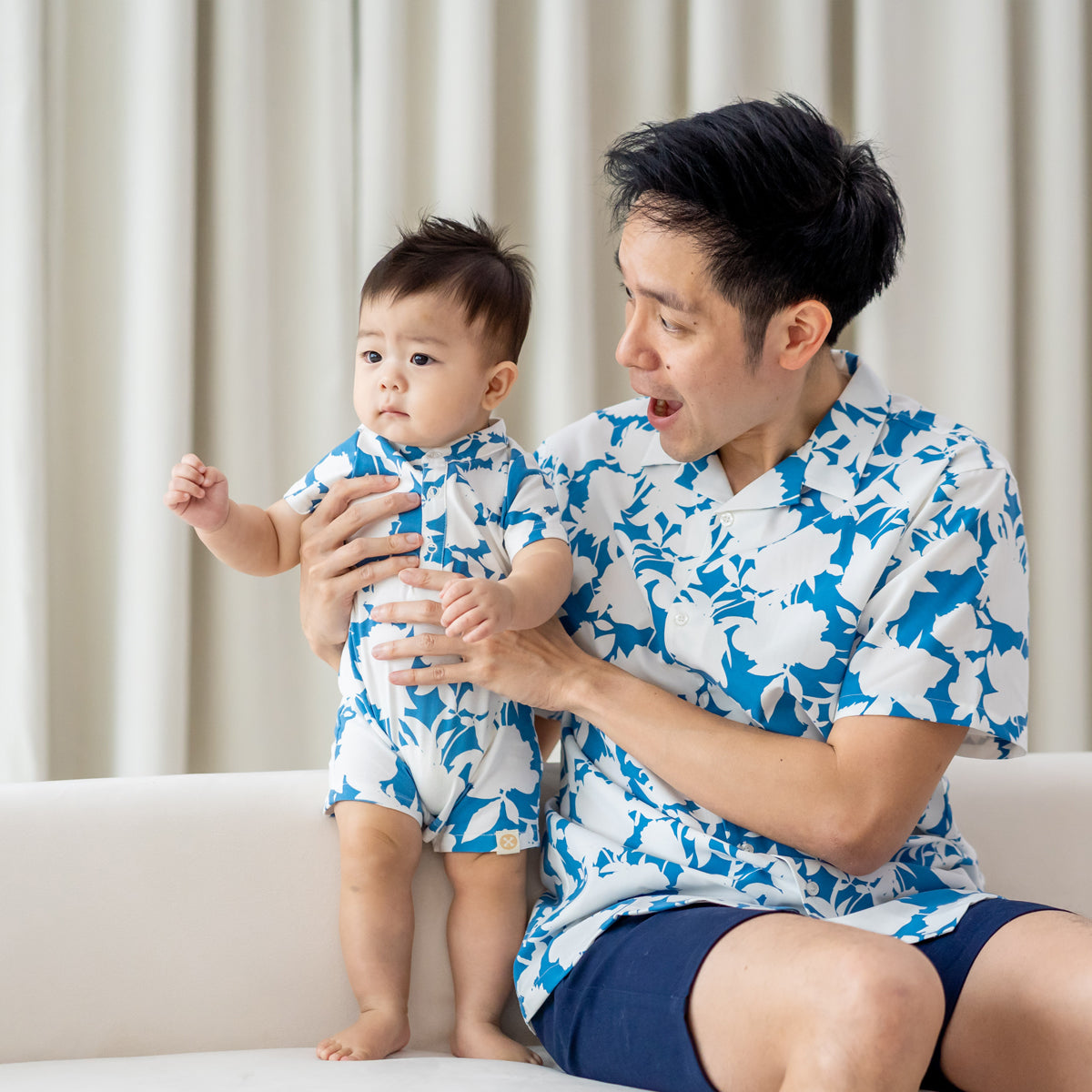 Garden Series - Baby Boy Jersey Romper in Blue Floral by Le Petit Society — image 8
