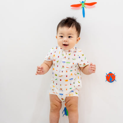 Garden Series - Baby Boy Jersey Romper in Garden Print by Le Petit Society — image 3