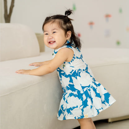 Garden Series - Baby Girl Dress in Blue Floral by Le Petit Society — image 5