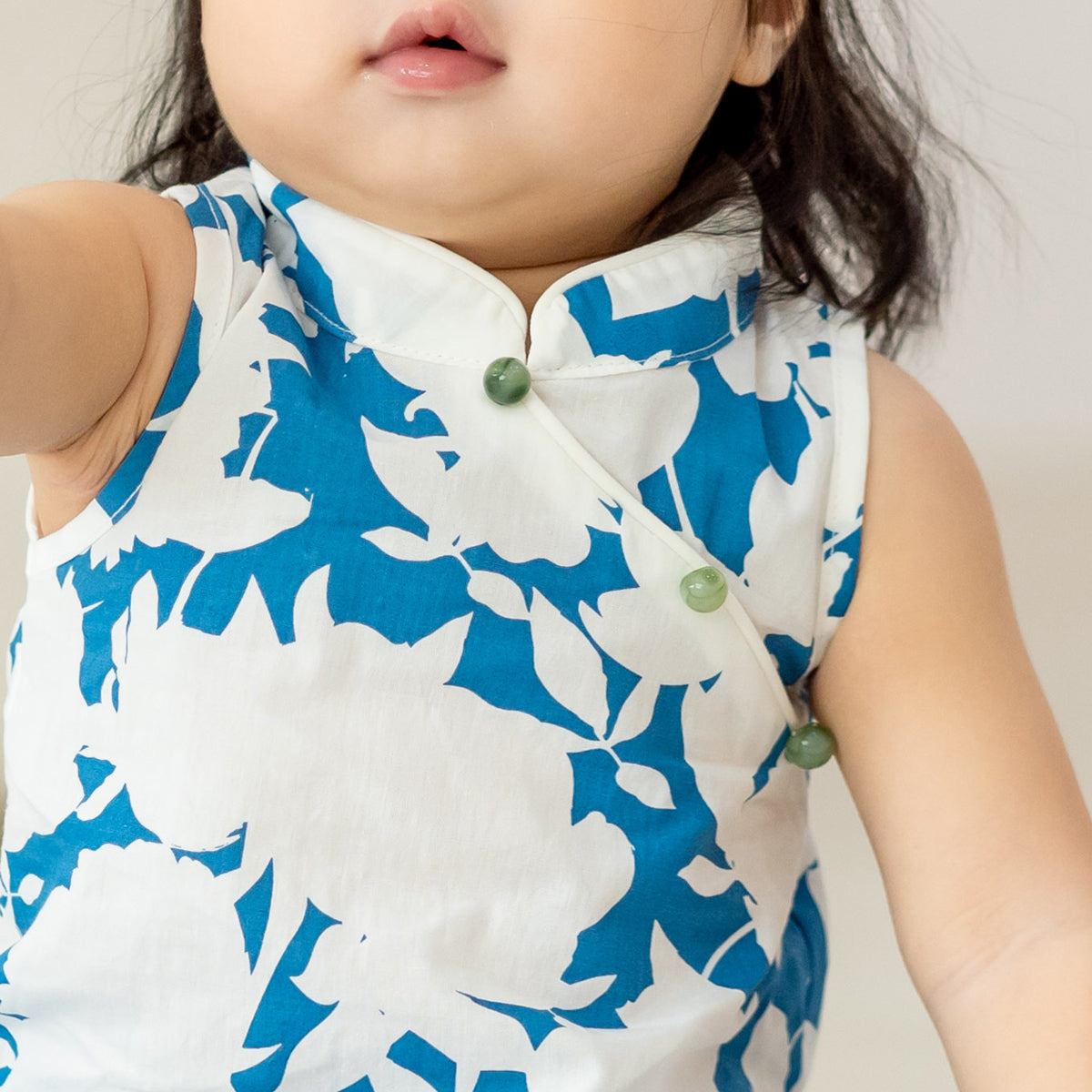 Garden Series - Baby Girl Dress in Blue Floral by Le Petit Society — image 2