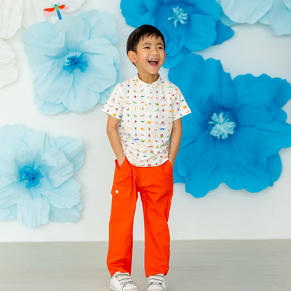 Kids Utility Pants in Orange by Le Petit Society — image 12