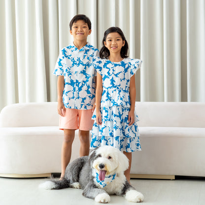 Garden Series - Boys Camp Collar Shirt in Blue Floral by Le Petit Society — image 5