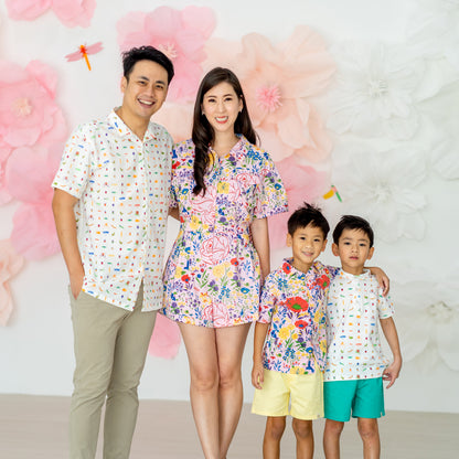 Garden Series - Boys Camp Collar Shirt in Pink by Le Petit Society — image 6