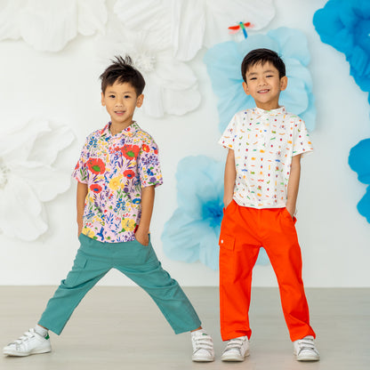Garden Series - Boys Camp Collar Shirt in Pink by Le Petit Society — image 5