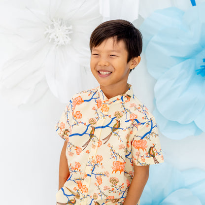 Garden Series - Boys Shirt in Yellow Peony by Le Petit Society — image 17