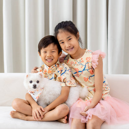 Garden Series - Boys Shirt in Yellow Peony by Le Petit Society — image 6