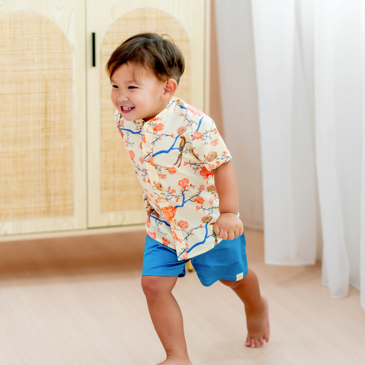 Garden Series - Boys Shirt in Yellow Peony by Le Petit Society