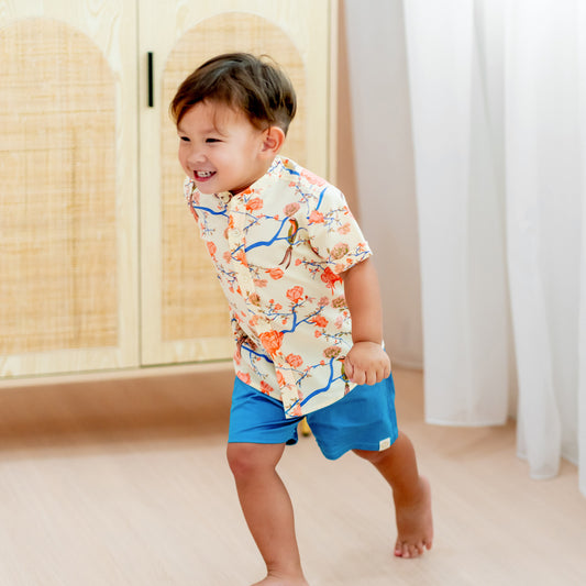 Garden Series - Boys Shirt in Yellow Peony by Le Petit Society