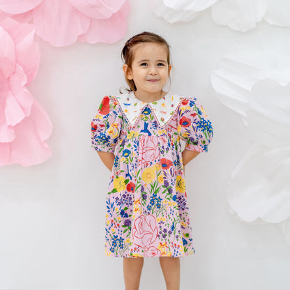 Garden Series - Girls Contrast Dress in Pink by Le Petit Society — image 11