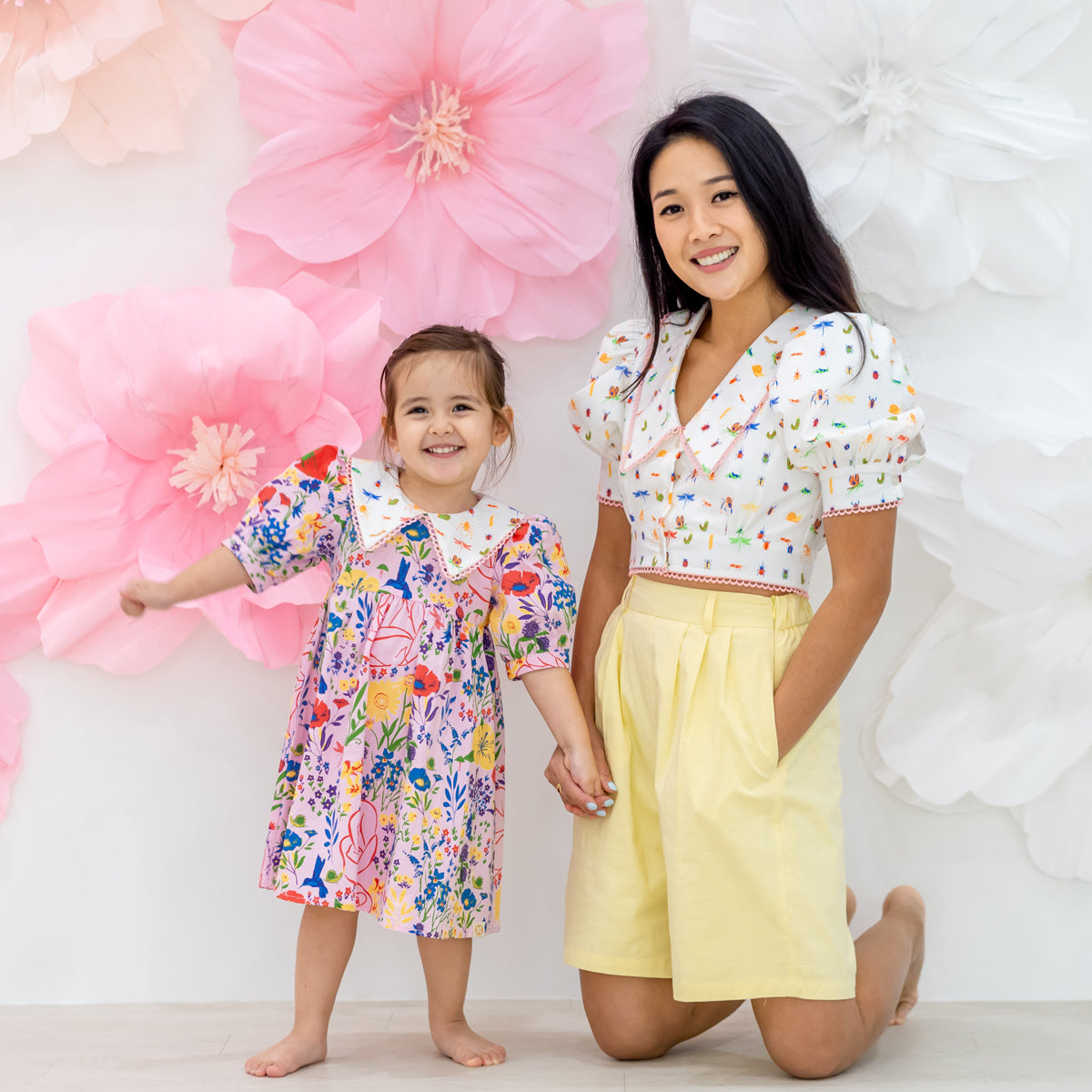 Garden Series - Girls Contrast Dress in Pink by Le Petit Society — image 6