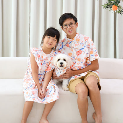 Garden Series - Girls Ruffled Dress in White Peony by Le Petit Society — image 5