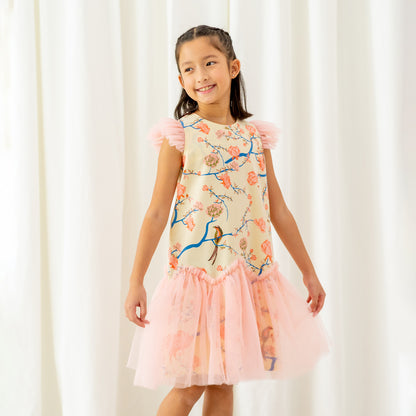 Garden Series - Girls Tulle Dress in Yellow Peony by Le Petit Society — image 7