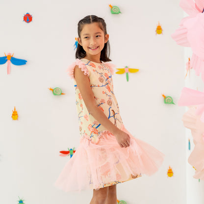 Garden Series - Girls Tulle Dress in Yellow Peony by Le Petit Society — image 12