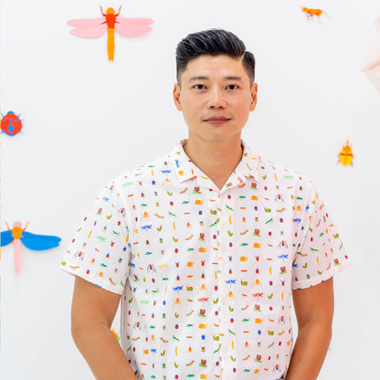 Garden Series - Men's Camp Collar Shirt in Garden Print - Relaxed Fit by Le Petit Society — image 7