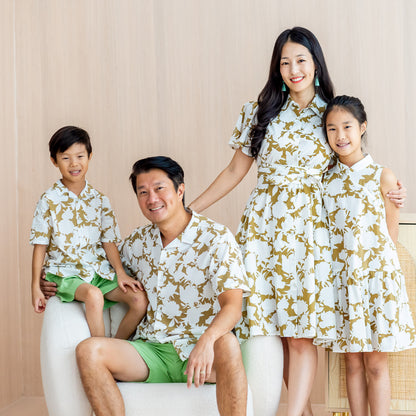 Garden Series - Men's Camp Collar Shirt in Ochre Floral - Relaxed Fit by Le Petit Society — image 3