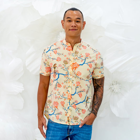 Garden Series - Men's Shirt in Yellow Peony - Classic Fit by Le Petit Society