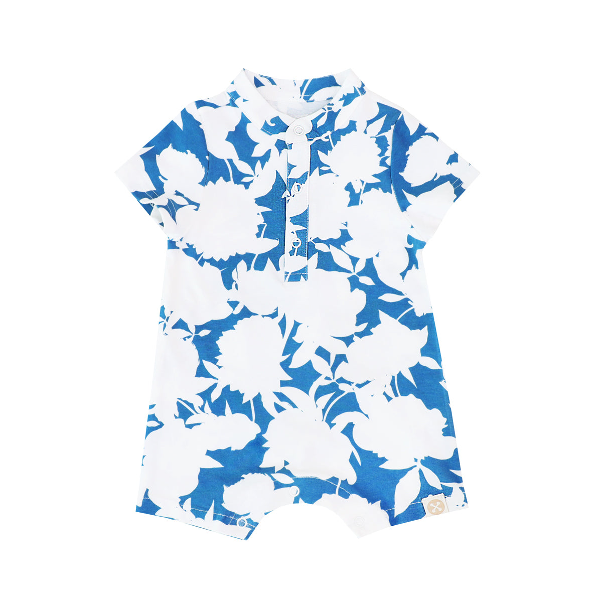 Garden Series - Baby Boy Jersey Romper in Blue Floral by Le Petit Society — image 6