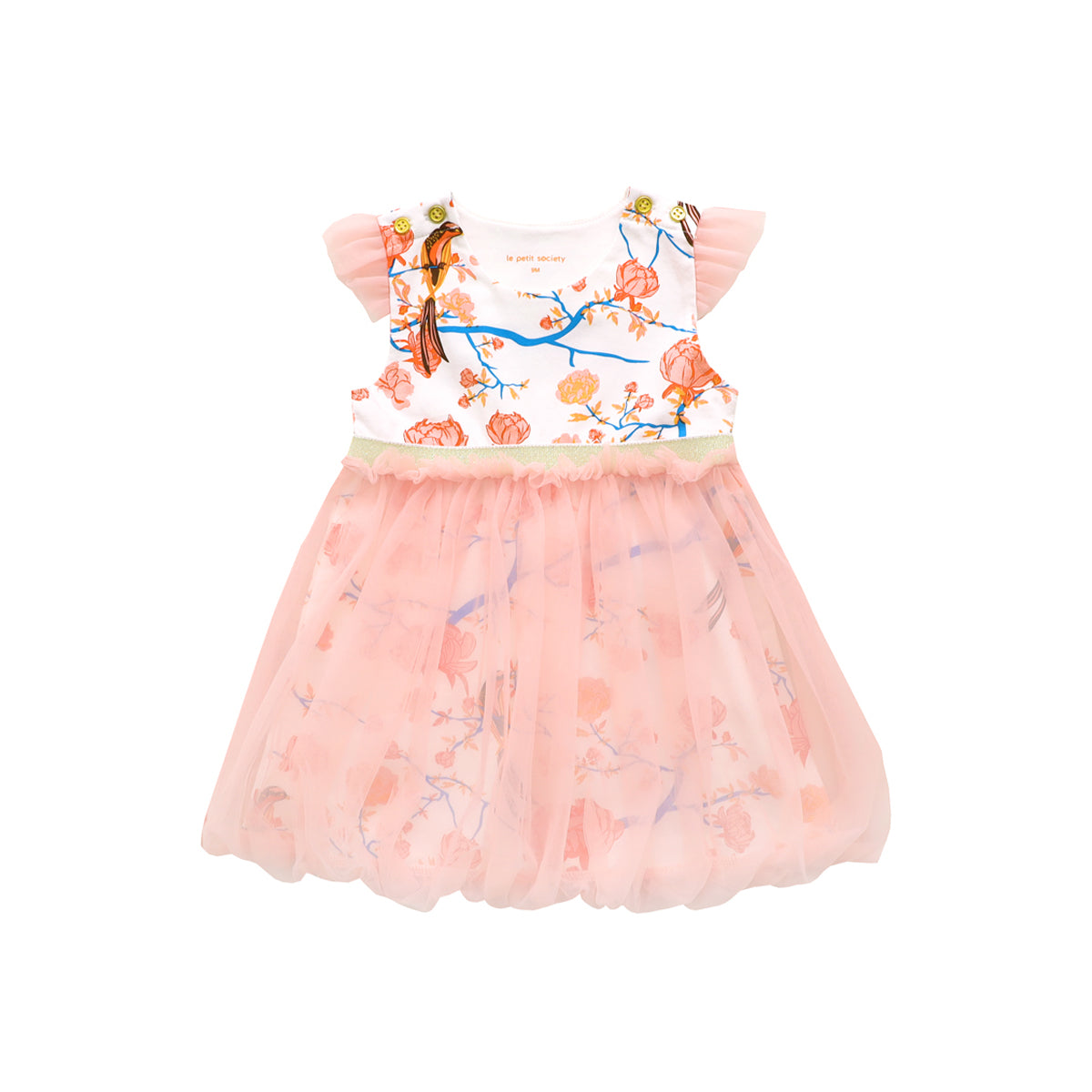 Garden Series - Baby Girl Bubble Dress in White Peony by Le Petit Society — image 6