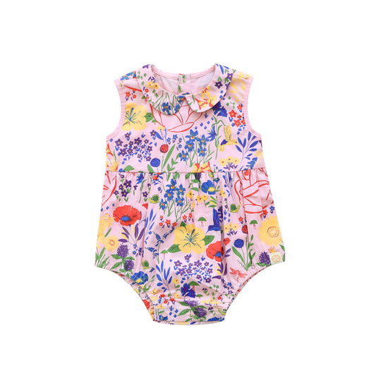 Garden Series - Baby Girl Bubble Romper in Pink by Le Petit Society