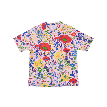 Garden Series - Boys Camp Collar Shirt in Pink by Le Petit Society — image 2