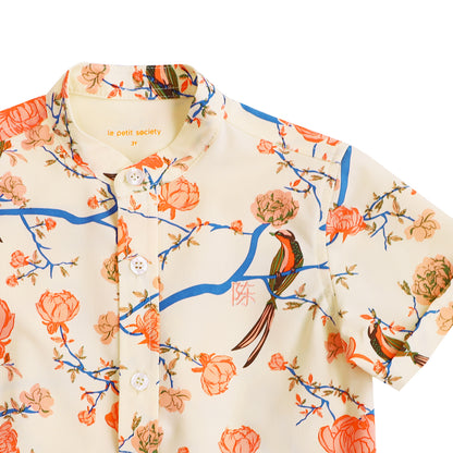 Garden Series - Boys Shirt in Yellow Peony by Le Petit Society — image 4