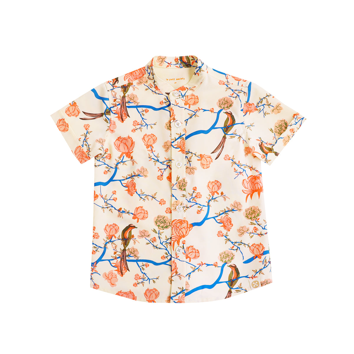 Garden Series - Boys Shirt in Yellow Peony by Le Petit Society — image 3
