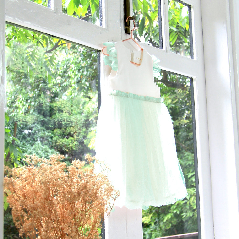 Flower Girl Series - Bubble Dress in Mint by Le Petit Society — image 4