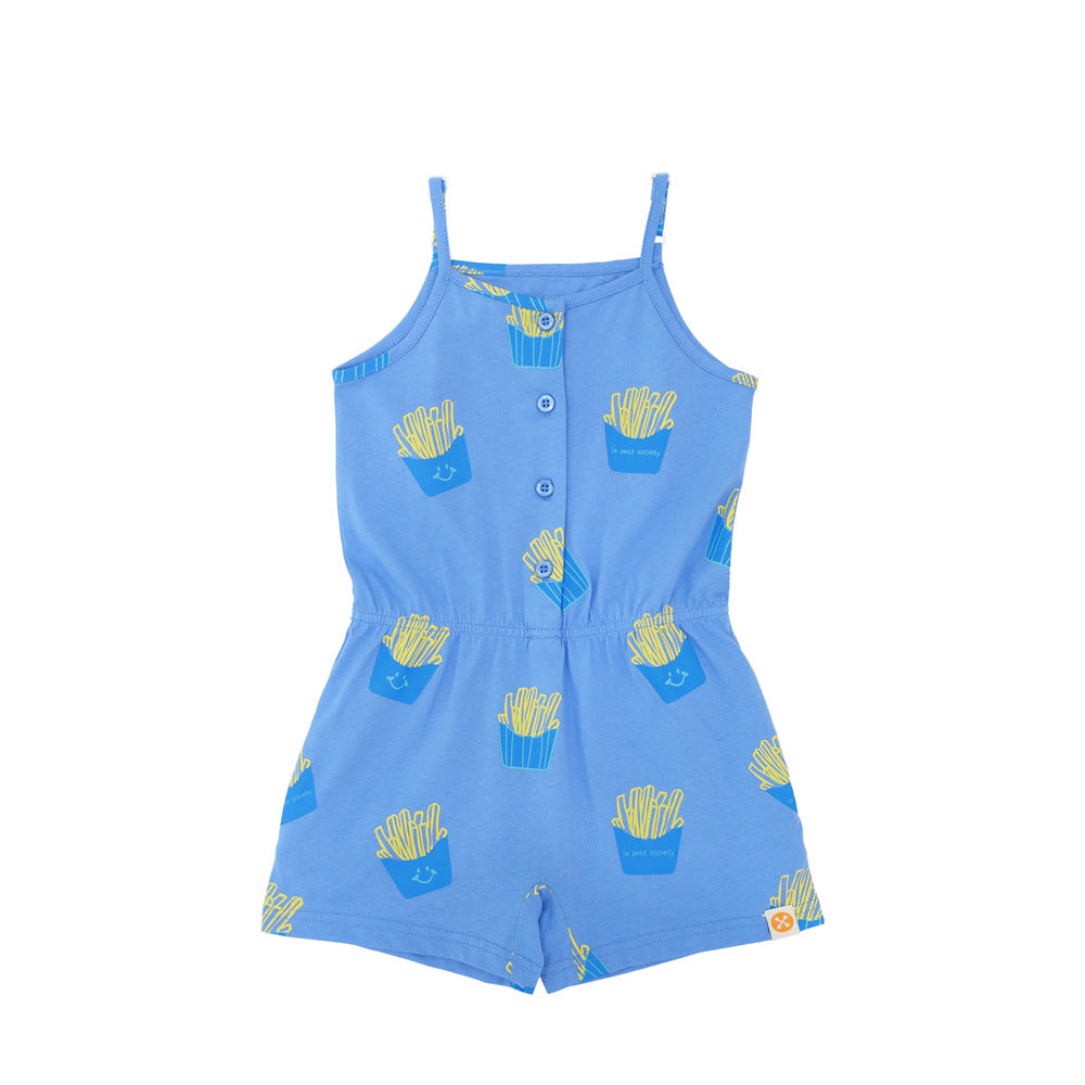 Made For Play - Girls Jersey Romper in French Fries Print by Le Petit Society — image 3