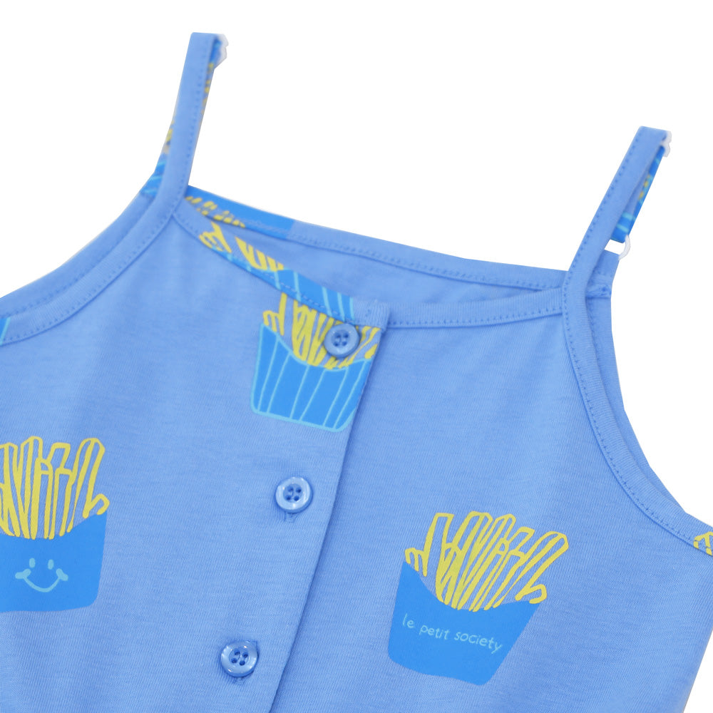 Made For Play - Girls Jersey Romper in French Fries Print by Le Petit Society — image 6