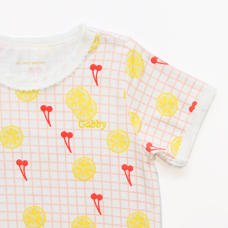 Loungewear - Girls Dress in Lemon & Cherry Print by Le Petit Society — image 6