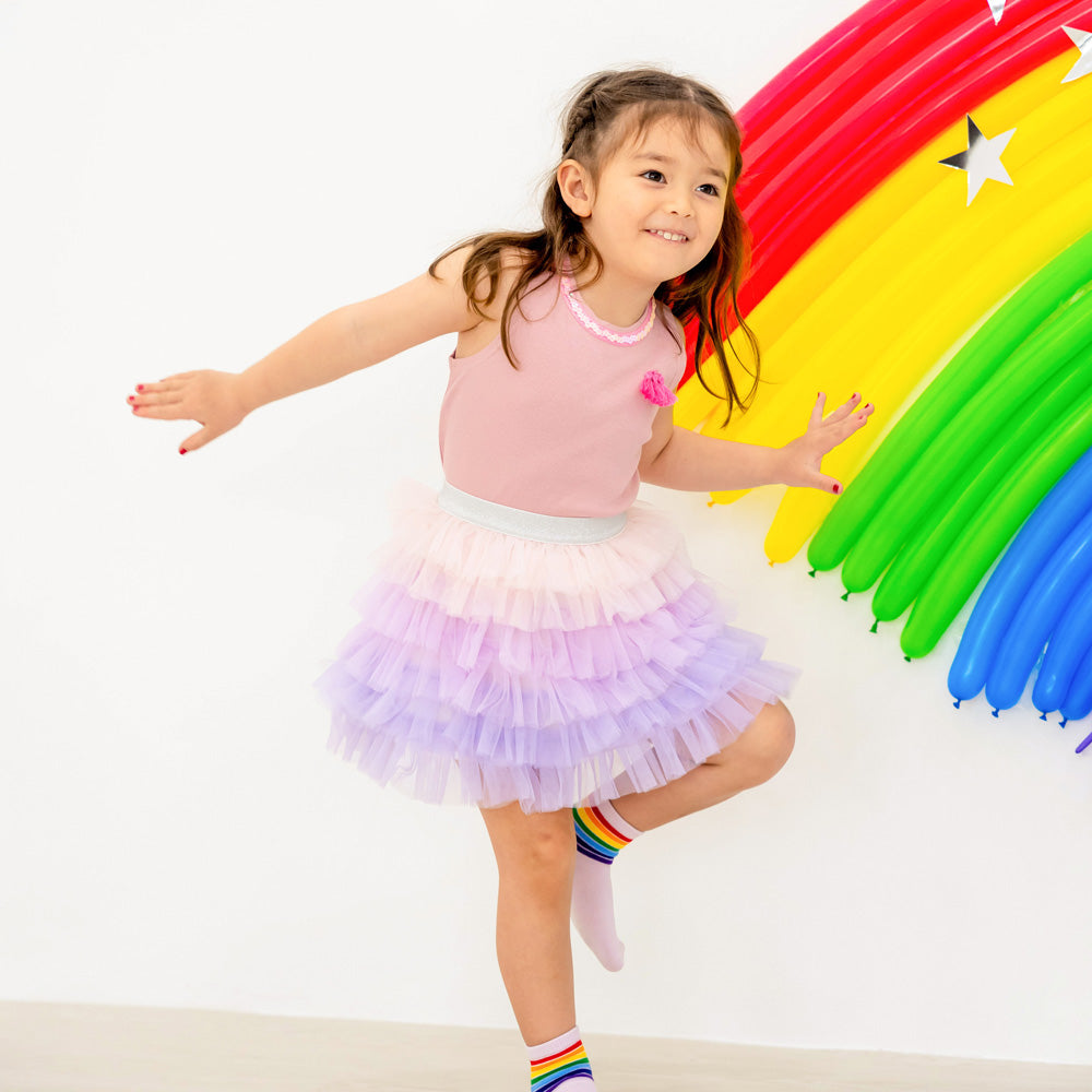 Party Series - Girls Ribbed Tank in Pink by Le Petit Society — image 3