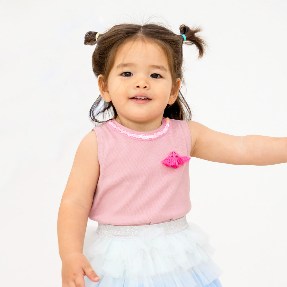 Party Series - Girls Ribbed Tank in Pink by Le Petit Society — image 5