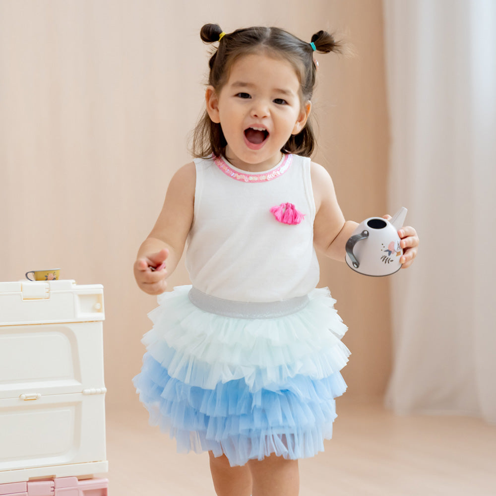 Party Series - Girls Ribbed Tank in White by Le Petit Society — image 3