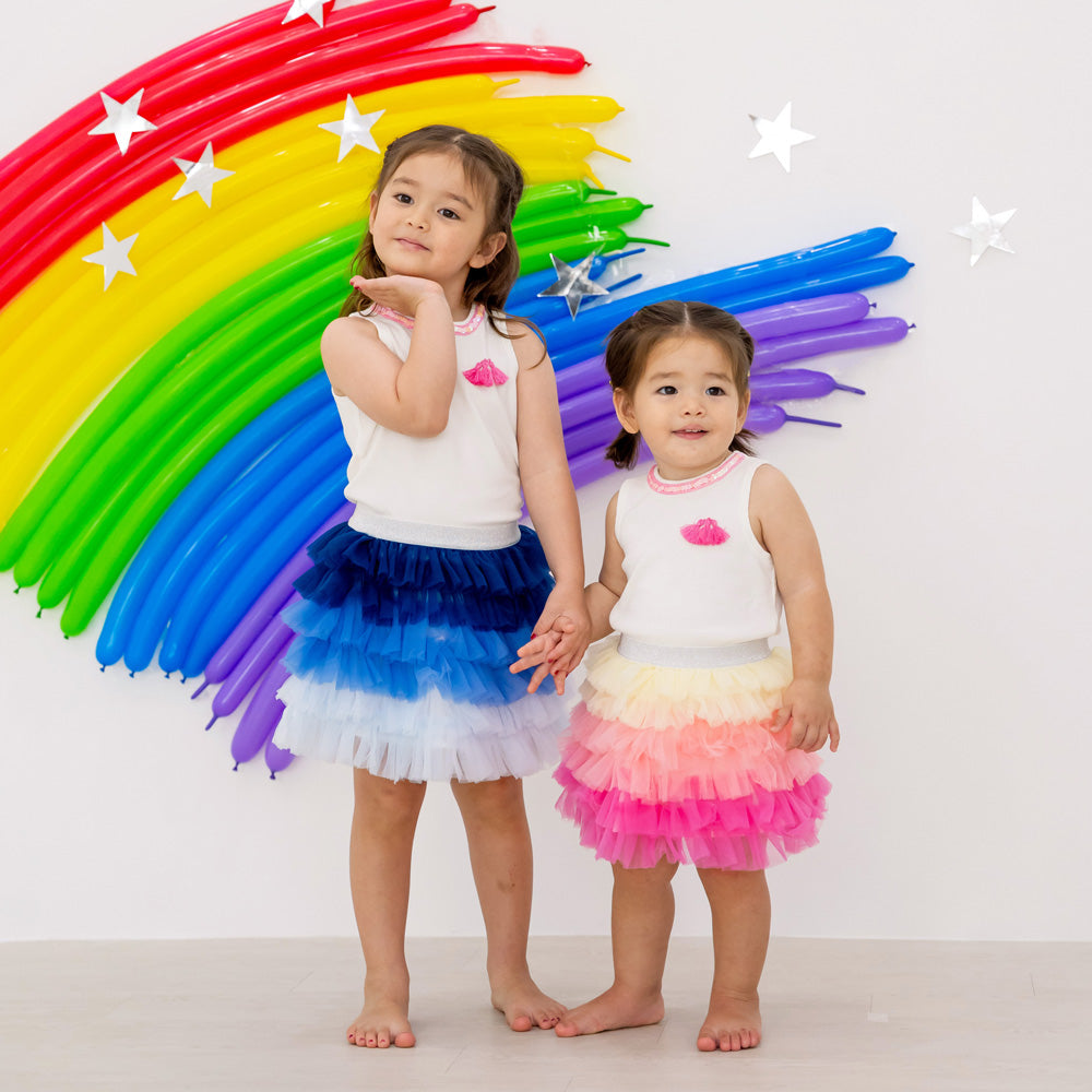 Party Series - Girls Ribbed Tank in White by Le Petit Society