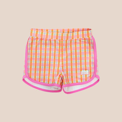 Girls Swim Shorts in Pink Gingham Print by Le Petit Society — image 4