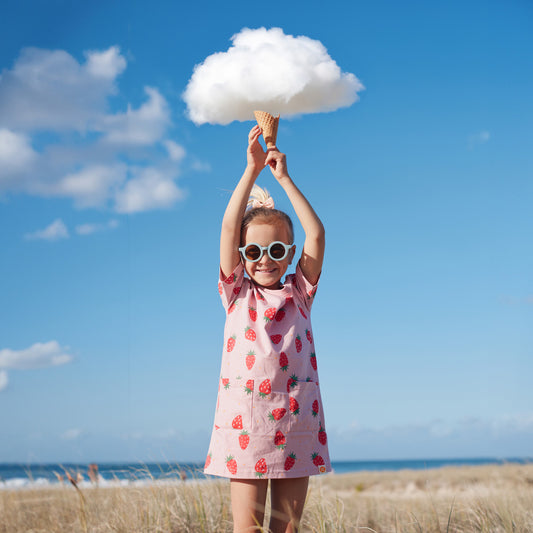 Made For Play - Girls T-shirt Dress in Strawberry Print by Le Petit Society