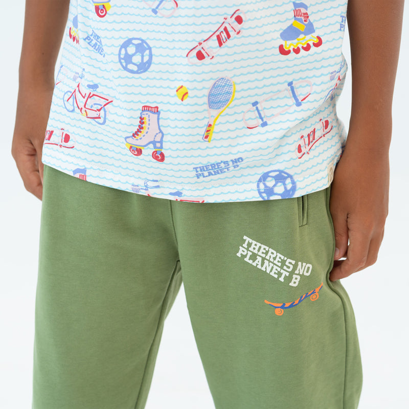 Made For Play - Kids Jogger Pants in Green by Le Petit Society — image 3