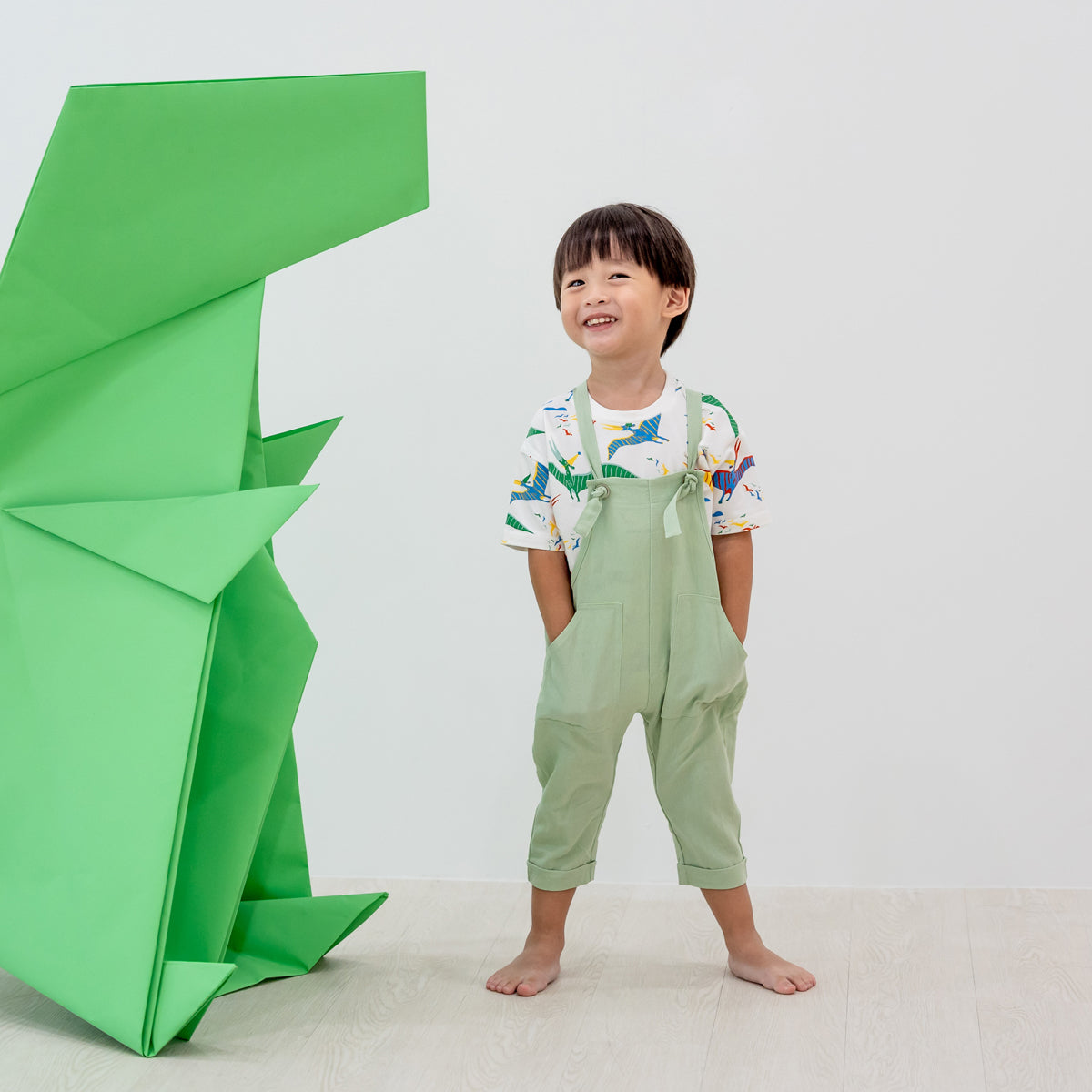 Mama & Mini in Pastel Green Kids Long Overalls by Le Petit Society — image 2