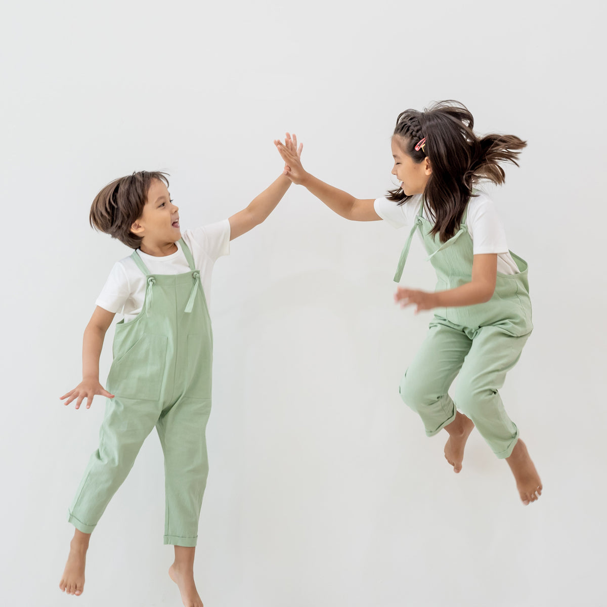 Mama & Mini in Pastel Green Kids Long Overalls by Le Petit Society — image 11