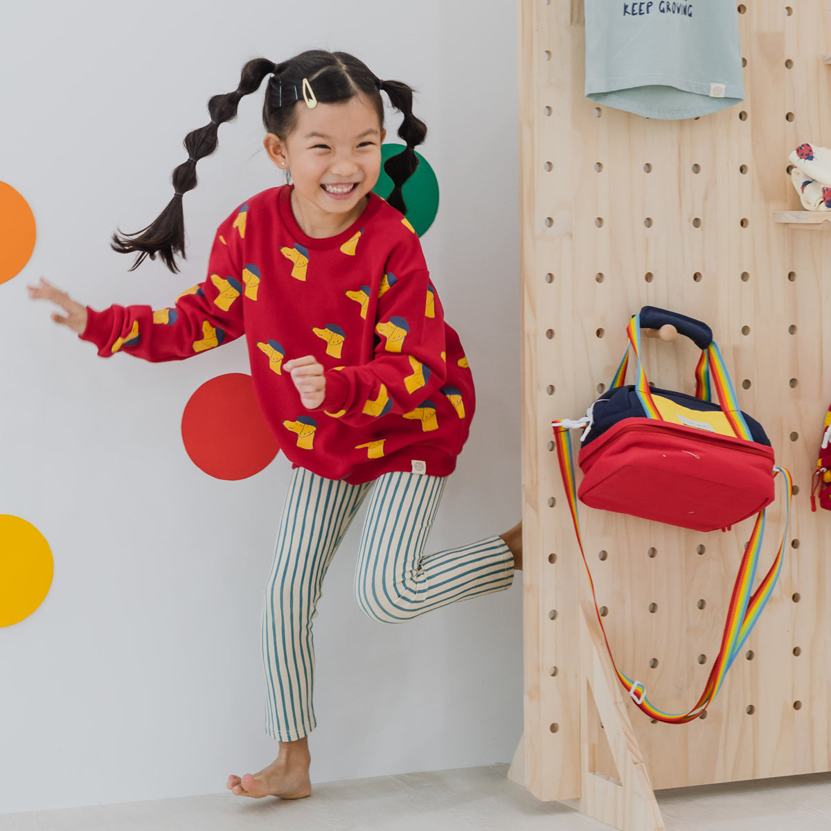 Made For Play - Kids Leggings in Green Stripes by Le Petit Society — image 4